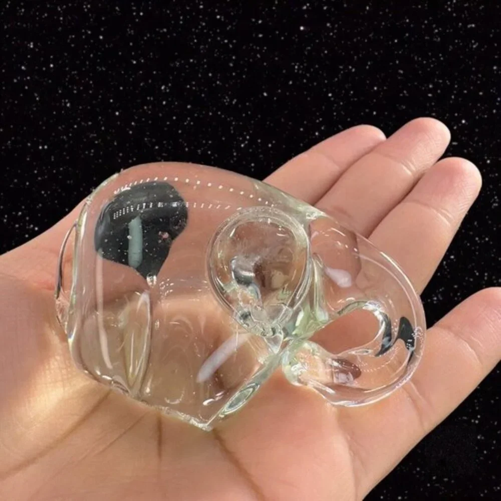 1980s Clear Art Glass Baby Elephant Figurine Vintage Glass House Decor 3”Wide 2”